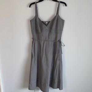 Black and White Gingham SunDress with Adjustable Spaghetti Straps And Pockets